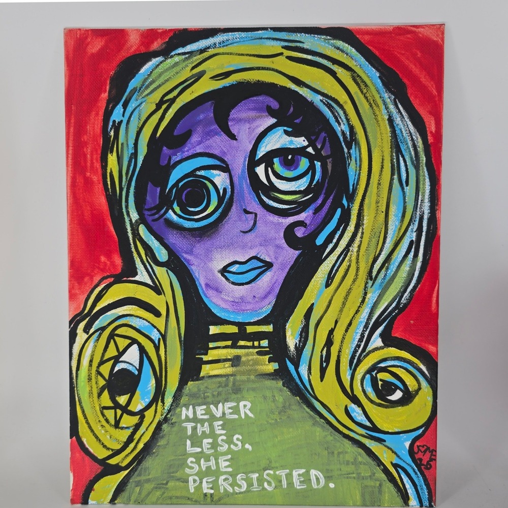 "Never The Less" Original 11x14 Acrylic Painting, Feminist Pop‎ Art Portrait